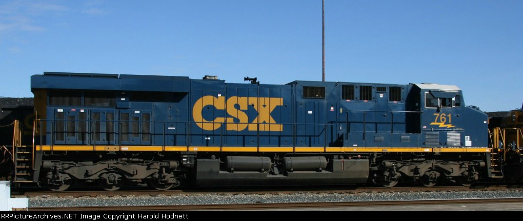 CSX 761 sits with other GE's in the yard